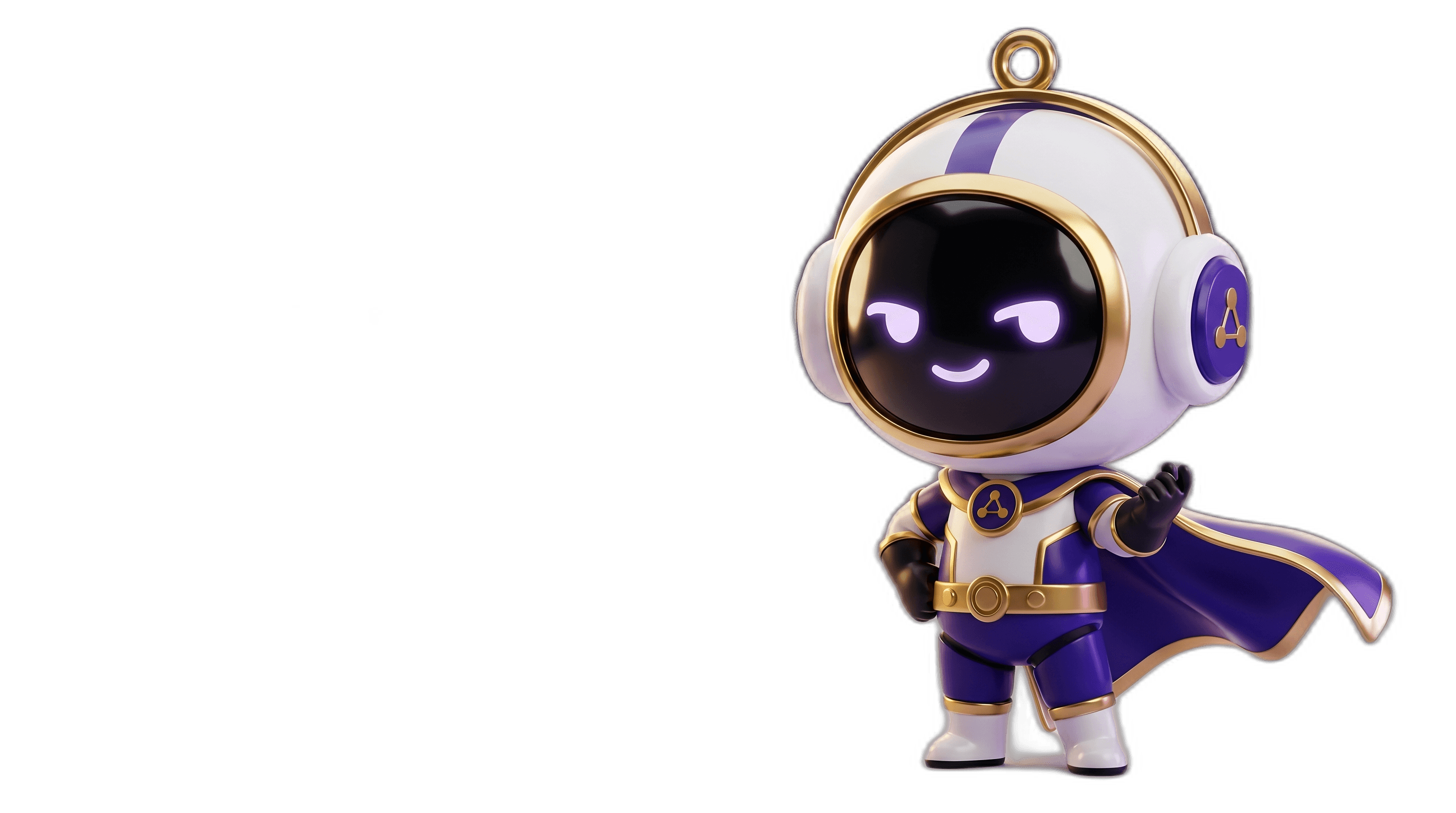 Lulu — chibi astronaut character with a black visor and a small purple winking smile